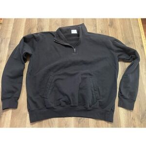 Champion Sweater, Men's Size 2XL, Black, Pullover, 1/4 Zip Up, Long Sleeve